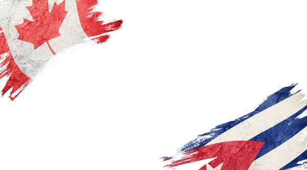 Vlaggen van Canada en Cuba op witte achtergrond — Stockfoto